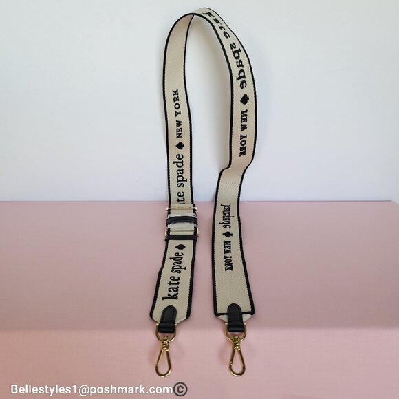 KATE SPADE Webbing Bag Strap with Embroidered Logo- Light Natural color ⭐ - Picture 5 of 16